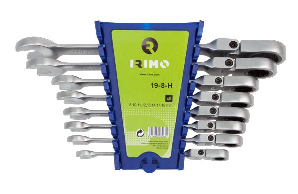 Irimo lokāmo galvu kombinēto uzgriežņu atslēgu komplekts 8 gab., 8-19mm