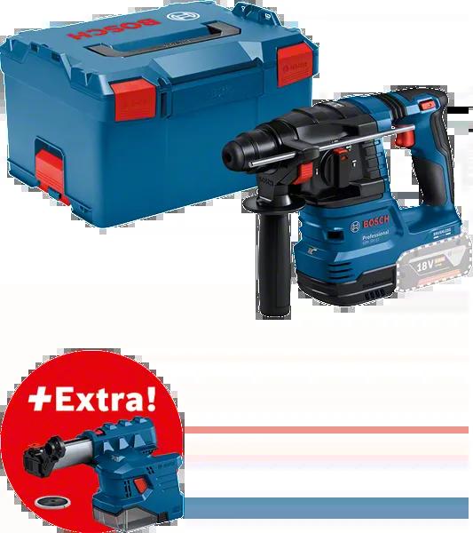 Cordless rotary hammer Bosch GBH 18V-22 + GDE 18V-12, SOLO + Dust Extractor + L-Boxx