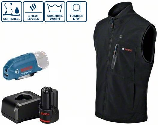 Apsildāma veste Bosch GHV 12V+18V + GAA 12V-21, (1x2.0Ah), izmērs L