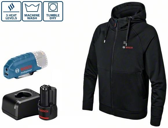 Apsildāma jaka ar kapuci GHH 12V+18V + GAA 12V-21, (1x2.0Ah), izmērs 2XL