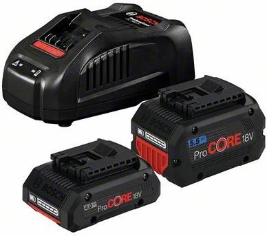 Akumulators + lādētājs Bosch GBA 18V / 4.0Ah ProCORE 18V + 5.5Ah ProCORE 18V + GAL 1880 CV
