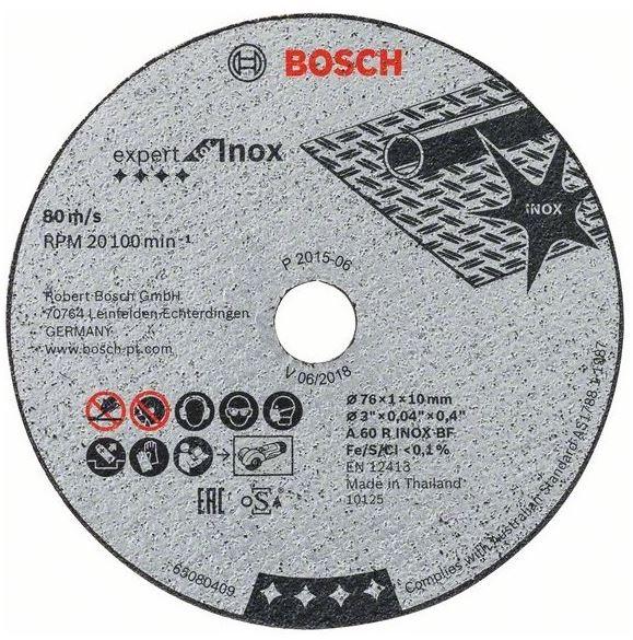 Cutting disc Bosch 76x1x10 mm, INOX - 5pcs