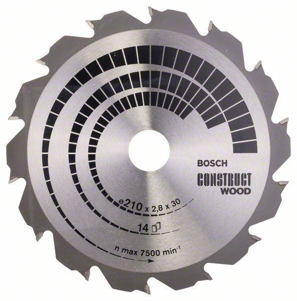 Bosch zāģa disks 210x30x2.8/1.8mm, 14HB, Construct wood