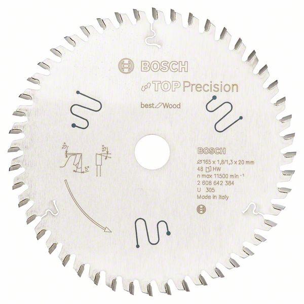 Bosch zāģa disks 165x20x1.8/1.3mm, 48T, TOP Precision Wood
