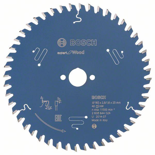 Bosch zāģa disks 165x20x2.6/1.6mm, 48T, Expert for Wood