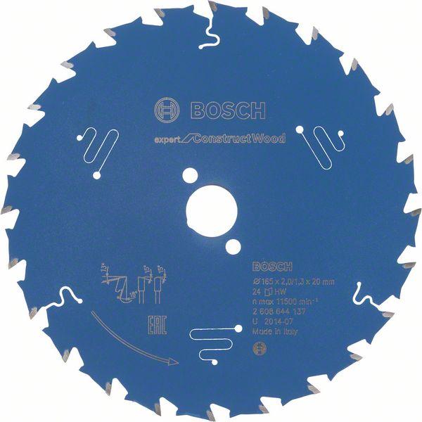 Bosch zāģa disks 165x20x2.0/1.3mm, 24T, Expert Construct for wood with nails