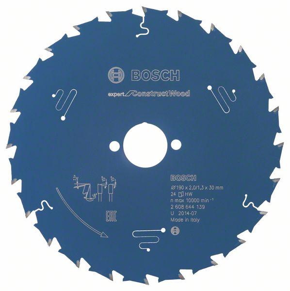 Bosch zāģa disks 190x30x2.0/1.3mm, 24T, Expert Construct for wood