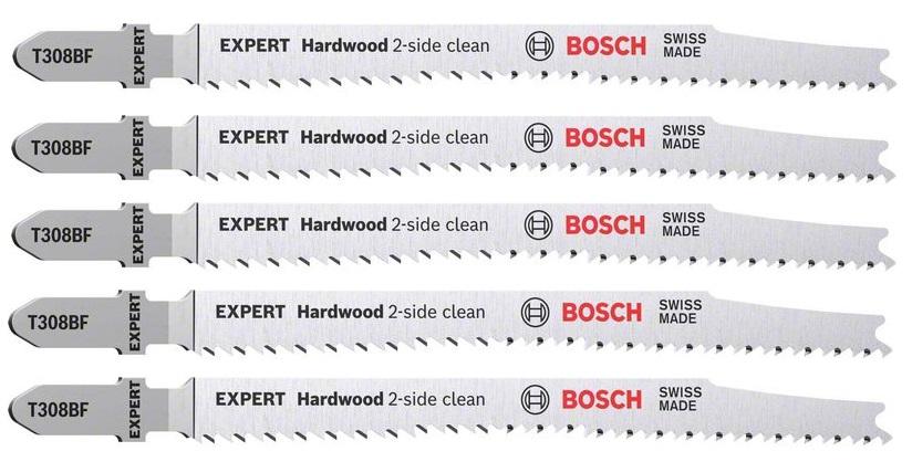 Jigsaw blade for wood, 117mm, Bosch EXPERT Hardwood, T308 BF - 5pcs
