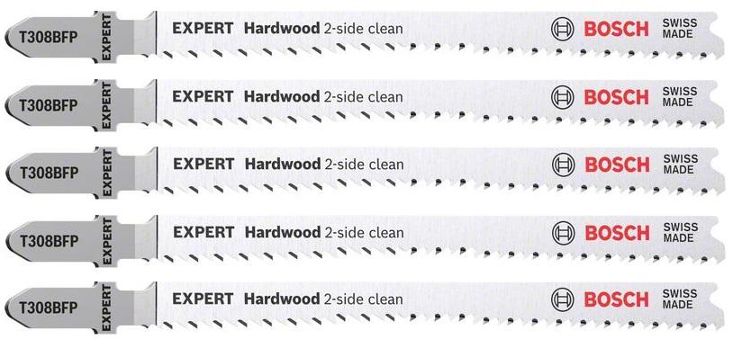 Jigsaw blade for wood, 117mm, Bosch EXPERT Hardwood, T308 BFP - 5pcs
