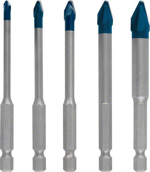 Hard ceramics and glass drill bit set 4-10mm, HEX-9 HardCeramic, 1/4