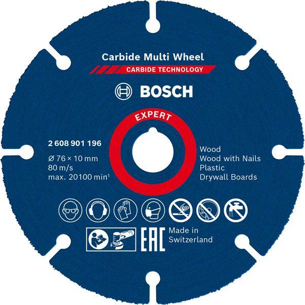 Cutting disc 76x1x10mm Bosch Carbide MultiWheel for wood with nails, plastics, drywall and copper pipes