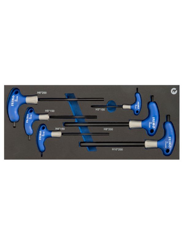 T-Handle hexagonal screwdriver set 6pcs H3-H10 1/3 foam Irimo