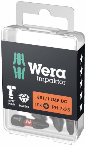 Wera 851/1 Impactor uzgaļi PH 1 x 25mm, 10gab