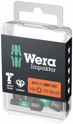 Wera 867/1 Impactor uzgaļi TORX T10 x 25mm, 10gab