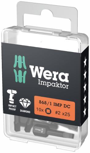 Wera 868/4 Impactor uzgaļi Robertson # 3 x 25mm, 10gab