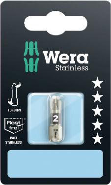 Wera stainless Torsion bit PZ2 x 25mm, 3855/1 TS, blister