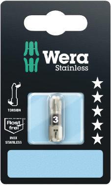 Wera 3855/1 Torsion stainless bit PZ 3 x 25mm