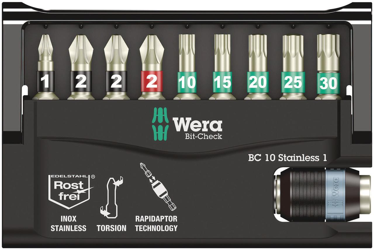 Wera Bit-Check 10 Stainless 1, uzgaļu komplekts 10gab., blisterī