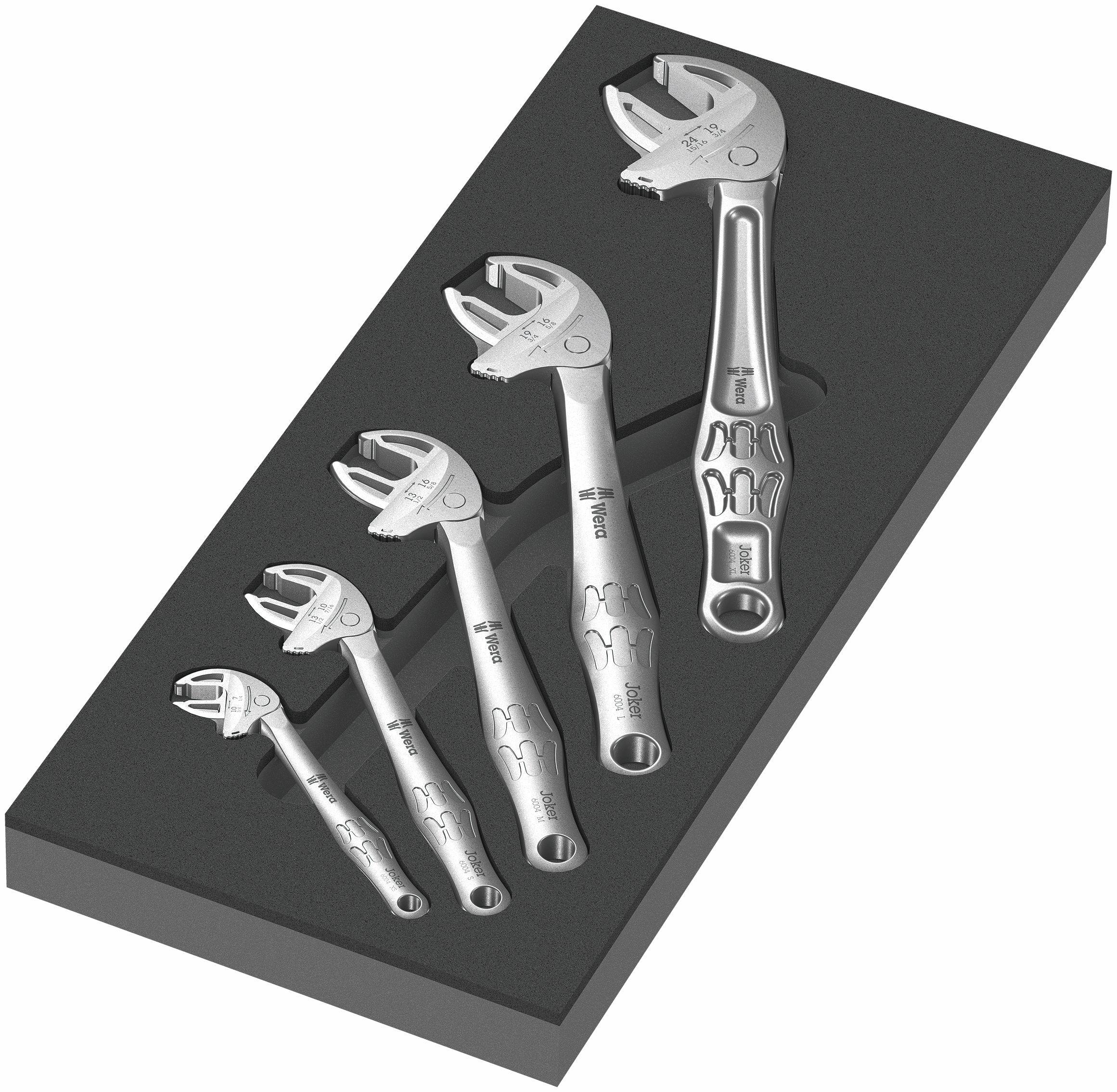 Wera 9732 Foam insert 6004 Joker self-setting adjustable wrench set, 5pcs