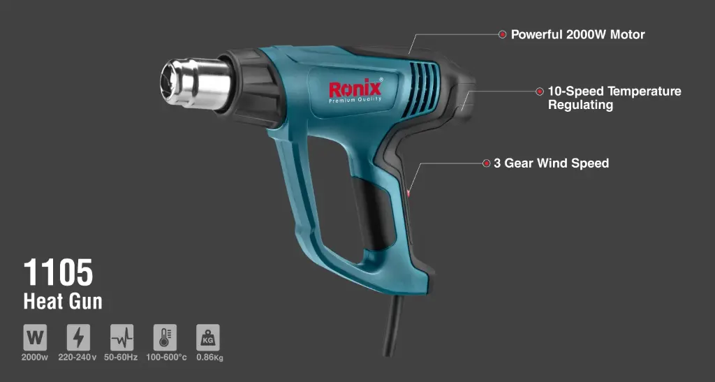 Electric Heat gun 2000W-4 Nozzles