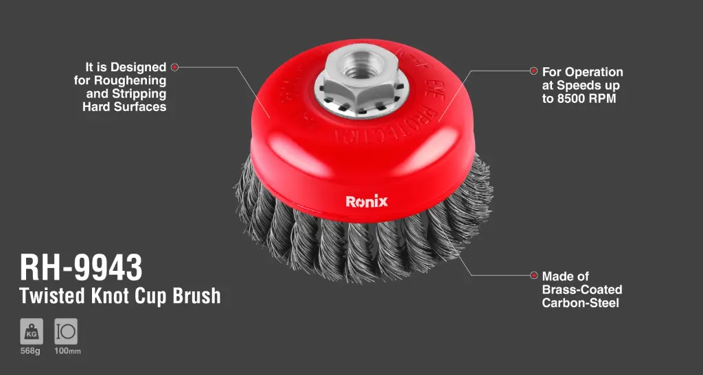 Cup twist wire brush with nut 100mm