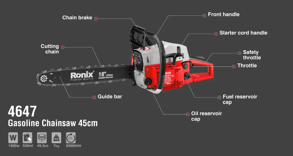 Gasoline Chainsaw 1900W-45cm