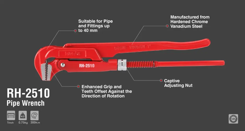 Bent nose plier wrench 1"