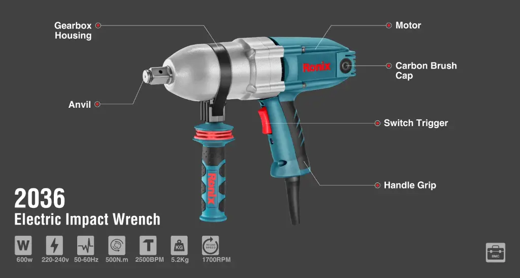 Ronix Impact Wrench 600W-3/4 inch