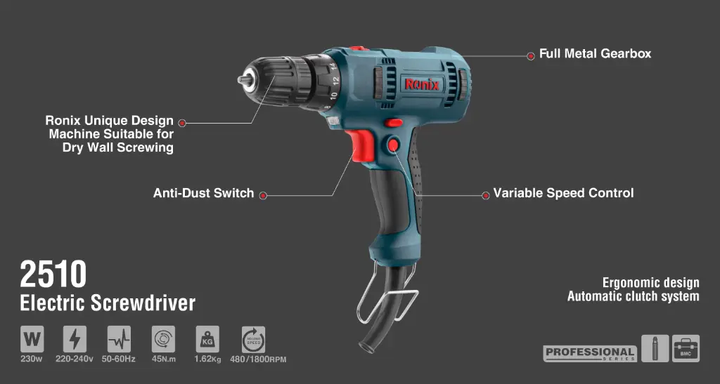 Ronix Electric screwdriver 230W-25N.m 10 mm