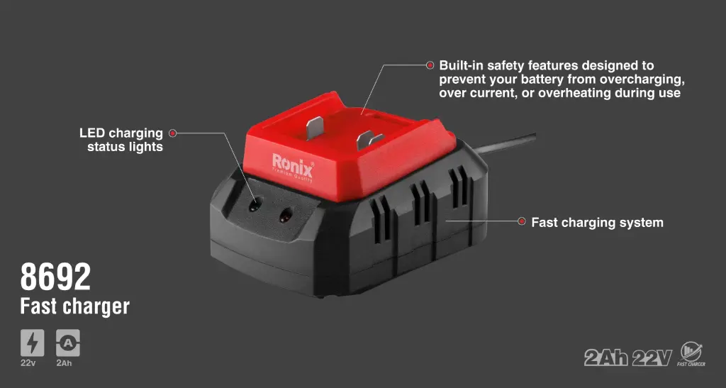 22V Fast charger 2A