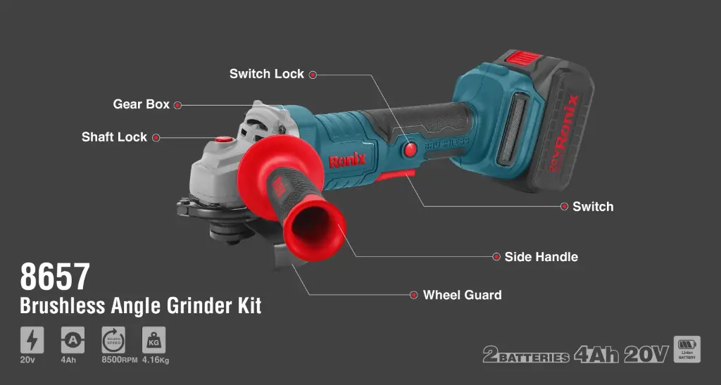 20v brushless angle grinder kit 125mm