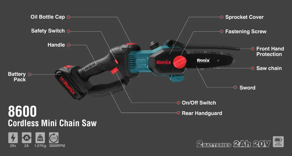 20V Cordless Chain saw 15cm