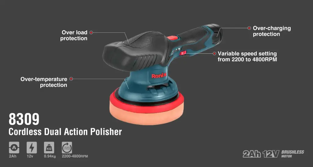 Cordless dual action Polisher 150mm