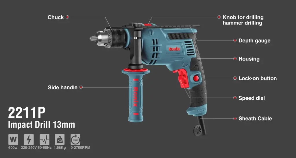 Electric Impact Drill 600W-13mm-2700 RPM