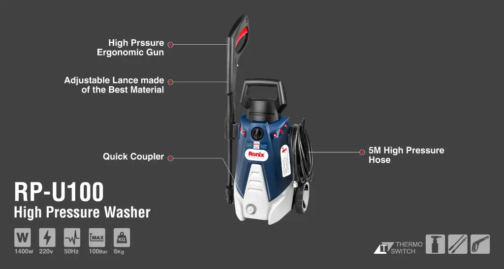 Universal High Pressure Washer 100 bar-1400W