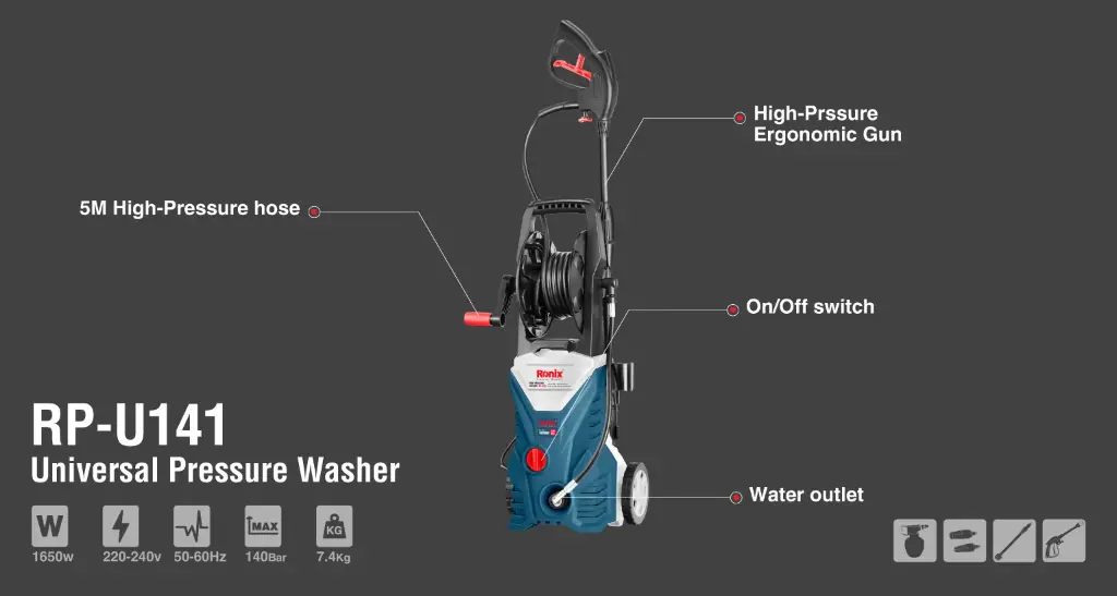 High Pressure Washer 140 Bar-1650W