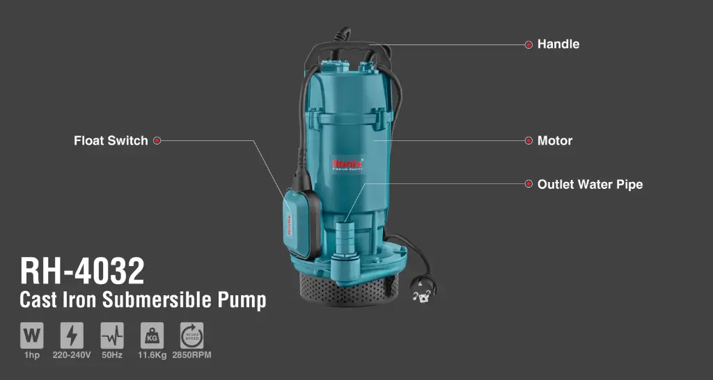 Cast iron Submersible Water pump 1hp