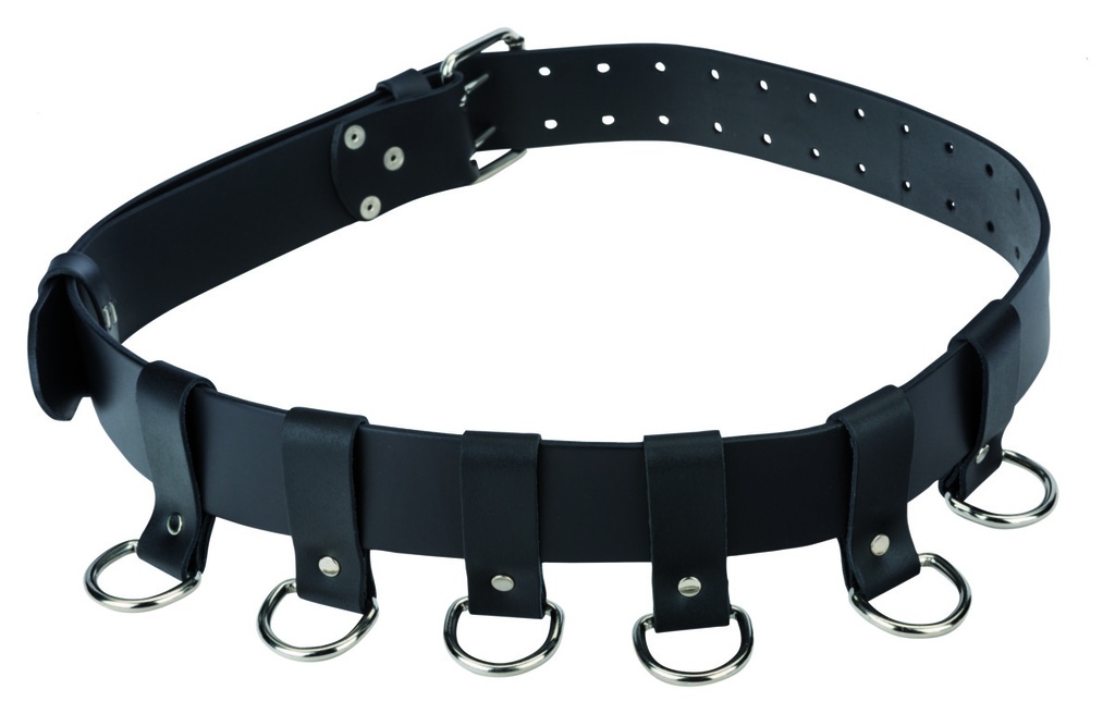 Heavy duty leather belt with 6 safety rings