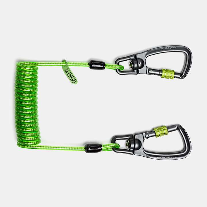 Coil tool lanyard NLG, with two carabines, max load 3kg