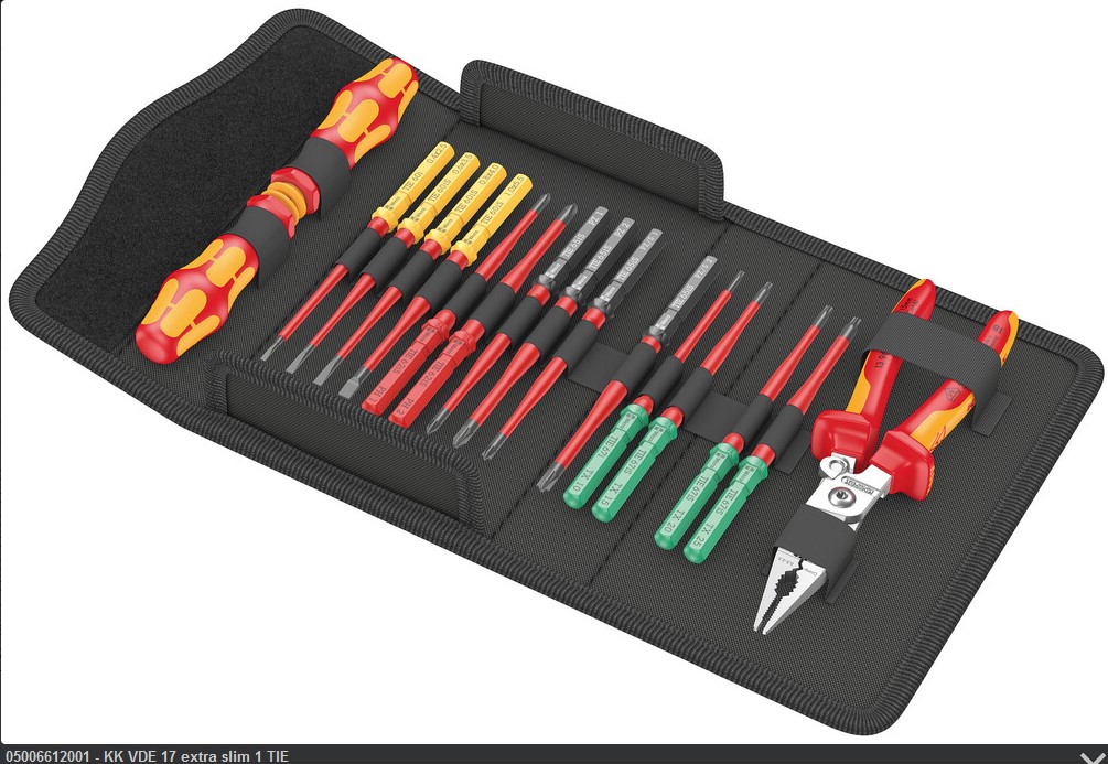 Wera Kraftform Kompakt VDE 17 interchangable blade screwdrivers set 17pcs + Knipex pliers