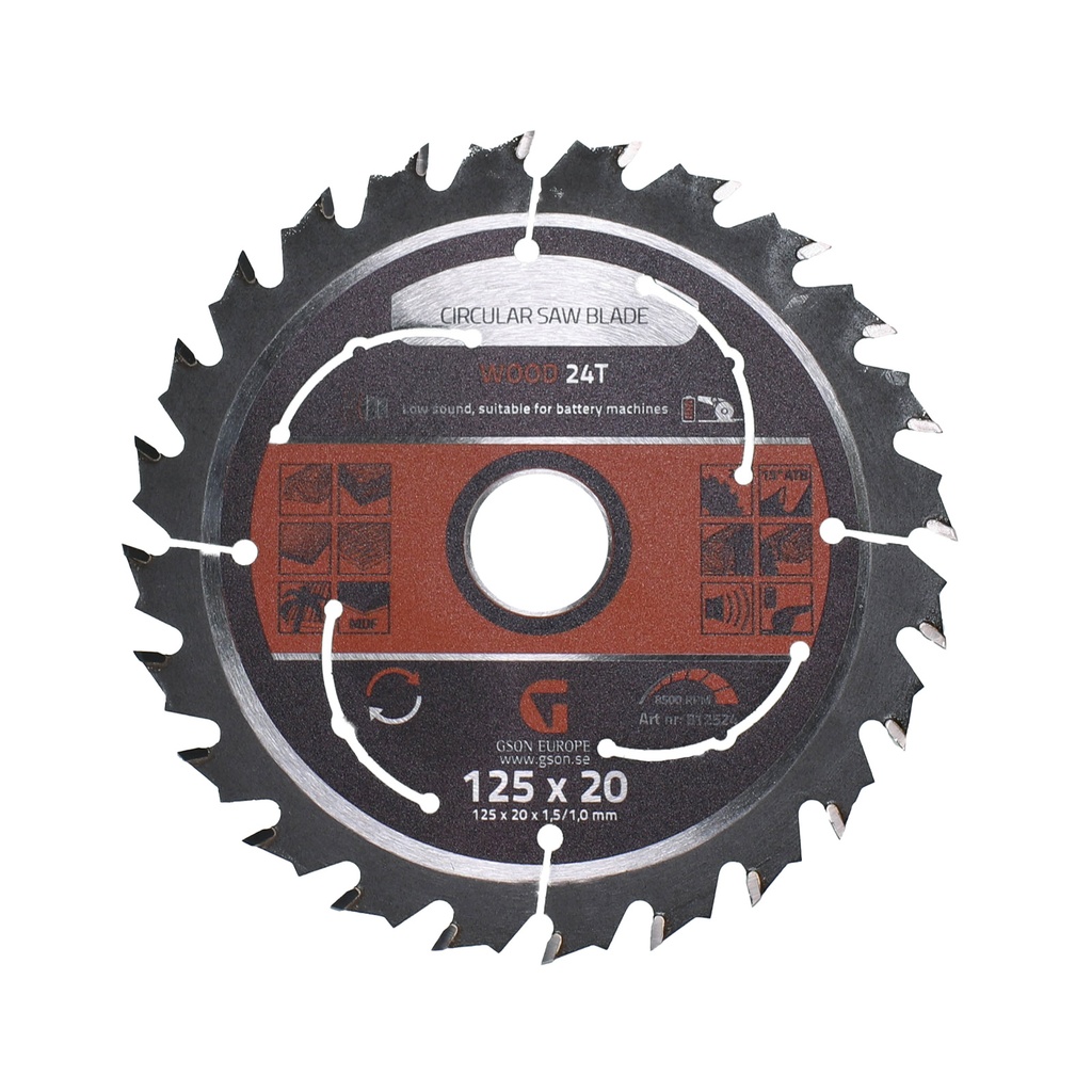 Circular Saw Blade Wood 24 T 125 x 20 x 1,5 / 1,0 mm