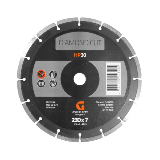 [K578] Diamond Cutting Disc HP30 230 x 7 x 22,23 mm