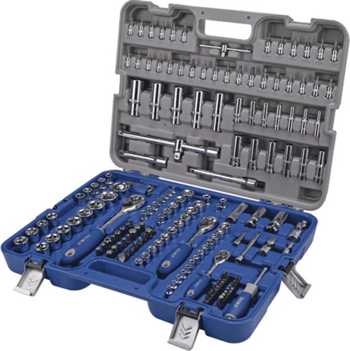 [129-172-4] Sockets (4-32mm short ja 4-22mm long) and socket drivers set 172 pcs 1/4", 3/8" and 1/2" Irimo