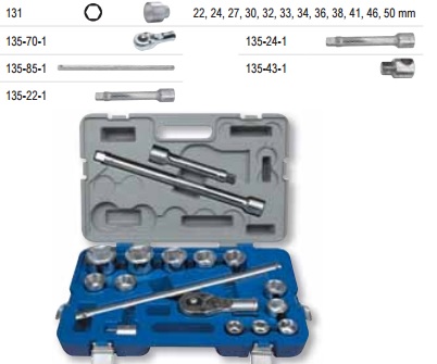 [139-17-4] Hexagon sockets set 22-50mm 17 pcs 3/4" Irimo