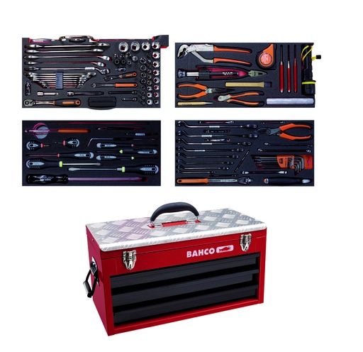 [1483KHD3RB-FF5] Aviation MRO mechanics tools in foam set 134 pcs in HD metal ridgid case 300x257x523 mm, inch sizes 1/4" and 3/8"