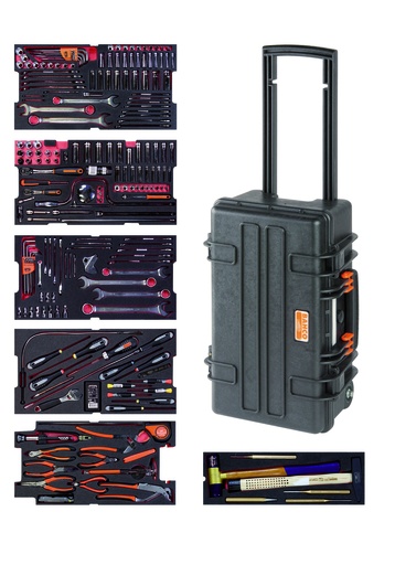 [4750RCHDW01FF1] Aviation MRO mechanics tools in foam set 240 pcs in HD ridgid case 267x365x560mm 31L on wheels, metric and inch sizes 1/4" and 3/8"